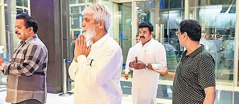 Maharashtra agriculture minister Dadaji Dagadu Bhuse along with three MLAs arrives to join Eknath Shinde group, in Guwahati on Thursday | PTI