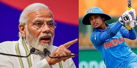 PM Narendra Modi(L), Former Indian skipper Mithali Raj (R).(File | PTI)