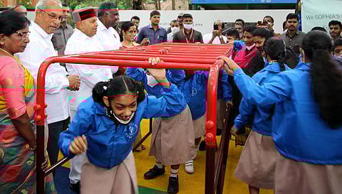 Governor Thaawarchand Gehlot inaugurates the park for specially-abled children at Jawahar Bal Bhavan, Cubbon Park in Bengaluru. (Photo | Express)