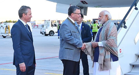 Prime Minister Narendra Modi arrived in Munich on June 26, 2022, for the 67 Summit. (Photo | Narendra Modi Twitter)