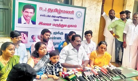 AIADMK’s Sellur K Raju addresses the media in Madurai on Sunday. (Photo | Express)