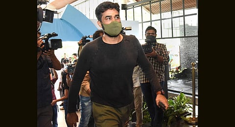 Malayalam actor-producer Vijay Babu arrives to attend the Annual General Body meeting of Association of Malayalam Movie Artists (AMMA), in Kochi, on June 25, 2022. (Photo | PTI)