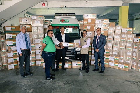 High Commissioner handed over 3.3 tonnes of medical supplies today. (Photo | Twitter)