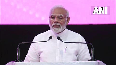 PM Narendra Modi attends the Ground Breaking Ceremony @ 3.0 of the UP Investors Summit in Lucknow on Friday. (Photo | ANI Twitter)