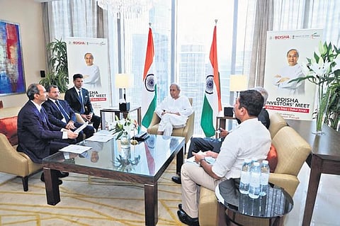 CM Naveen with head honchos of companies from the Middle East at Dubai. (File Photo)