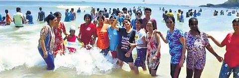 A photo clicked by the family members in the bus just before the accident, at a beach in Goa