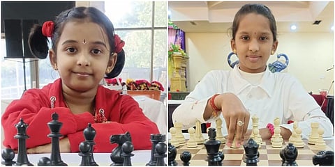 Seven-year-old Guruvarshini (left) and her sister V Tripurambika. (Photo| EPS)