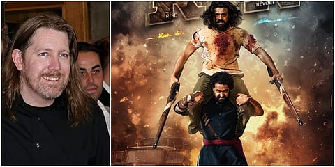 American screenwriter C Robert Cargill (L) and a still from 'RRR'. (Photo| IMDb and Twitter)