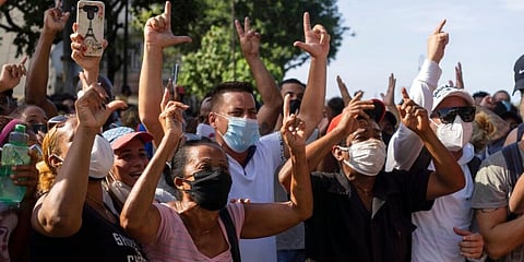 Anti-government protesters march in Havana, Cuba. (File Photo | AP)