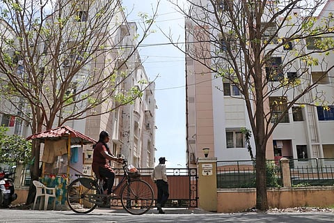 The apartment complex in Perungudi where two men died . (Photo| Sriram R)