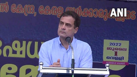 Congress leader Rahul Gandhi during his visit to Wayanad on friday. (Photo | ANI Twitter)
