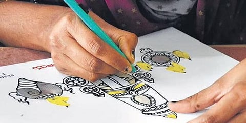 The centre has skilled 300 women in the craft after it signed a memorandum of understanding with the Tirumala Tirupati Devasthanams last October. (Photo | Express)