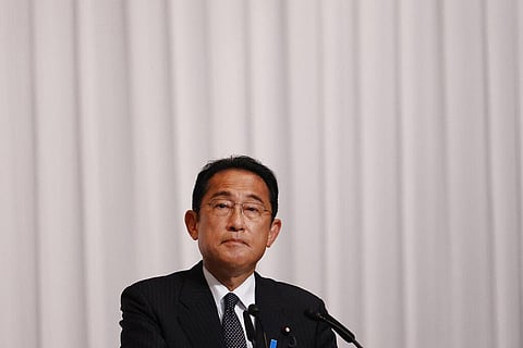 Japanese Prime Minister and leader of the Liberal Democratic Party, Fumio Kishida, speaks during a news conference after the results of the Upper House elections at the party headquarters. (Photo| AP)