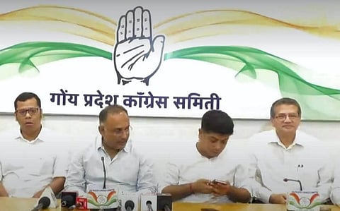Press Conference by A.I.C.C In-Charge Dinesh Gundu Rao, GPCC President Amit and other Congress Leaders. (Photo | PTI)