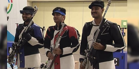 Gold winning 10m Air Rifle Men's Team.(Photo | Twitter, SAI Media)