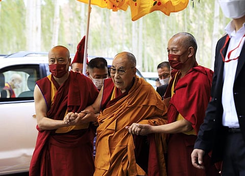 Tibetan spiritual leader Dalai Lama arrives in Leh. (Photo | ANI)