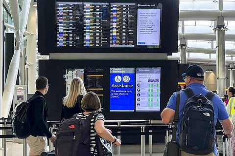 Travellers at Heathrow airport, in London, Wednesday, July 13, 2022. (Photo | AP)