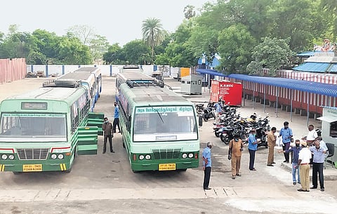 A file photo of SETC buses waiting for passengers | Express