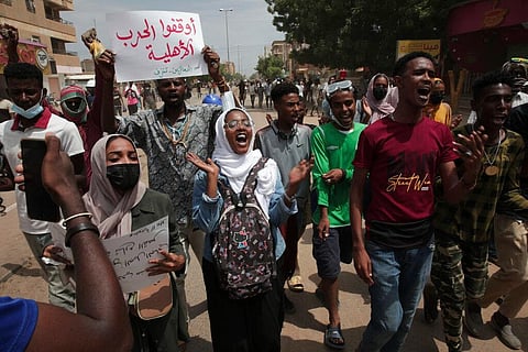 Sudanese demonstrators take to the streets calling for civilian rule and denouncing the military administration, in Khartoum, Sudan, on July 17, 2022. (Photo | AP)