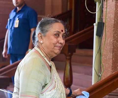 Opposition parties' Vice Presidential candidate Margaret Alva arrives at Parliament House to file her nomination papers, in New Delhi, Tuesday, July 19, 2022. (Photo | PTI)