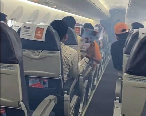 Smoke seen in the Delhi-Jabalpur SpiceJet flight while passing 5000ft, Saturday, July 2, 2022. (Photo PTI)