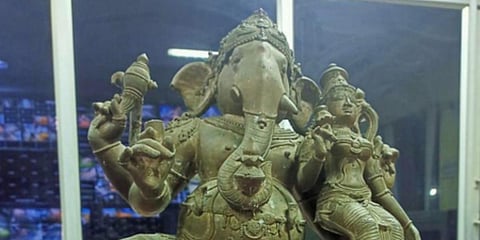 The metal idols suspected to be antiques seized by idol wing police from an icon manufacturing unit near Swamimalai in Thanjavur district. (Photo| EPS)