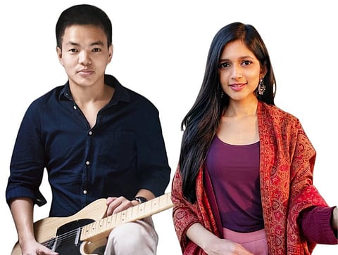 Delhi-based singer-songwriter Swati Bhatt (R) and Arunachal Pradesh-based Takar Nabam. (Photo | Special Arrangement)