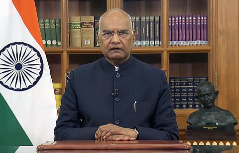 President Ram Nath Kovind addresses a nation, in New Delhi on Sunday. (Photo | ANI)