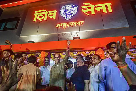 Shiv Sena President Uddhav Thackeray during the inauguration of new renovated Shiv Sena Sakha 205, in Mumbai, Sunday, July 24, 2022. (Photo | PTI)