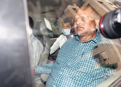 Health Minister Satyendar Jain leaves the Rouse Avenue court after being remanded in ED custody(File photo | Parveen Negi)