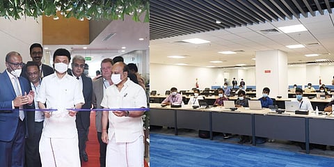 CM MK Stalin on Tuesday inaugurated the new office space of IT major Cognizant at Navalur.(Photo | Twitter, CMOTamilNadu)