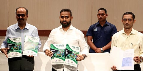 Technical Education Minister Pritiranjan Gharai releasing OJEE 2022 results