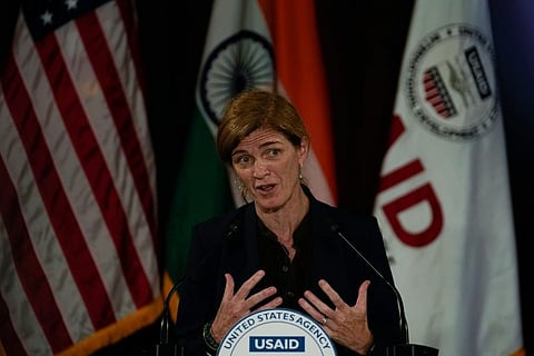 United States Agency for International Development (USAID) Administrator Samantha Power delivers a speech at Indian Institute of Technology, in New Delhi, India. (Photo | AP)