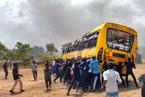 Protests over the death of a 17-year-old girl in a private residential school in Chinnasalem. (File Photo | PTI)