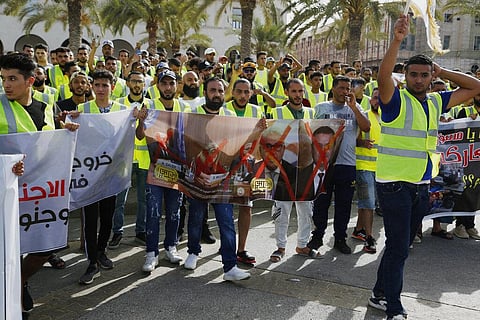 Protesters demonstrate in Martyrs Square in Libya calling for an election and protesting against the government and parliament. (Photo |AP)