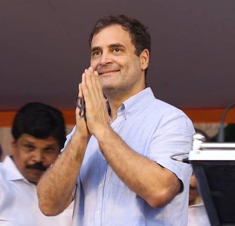 Congress leader Rahul Gandhi during a Solidarity Meeting in Wayanad. (Photo | PTI)