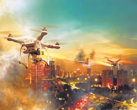 Representational image for drones used in war.