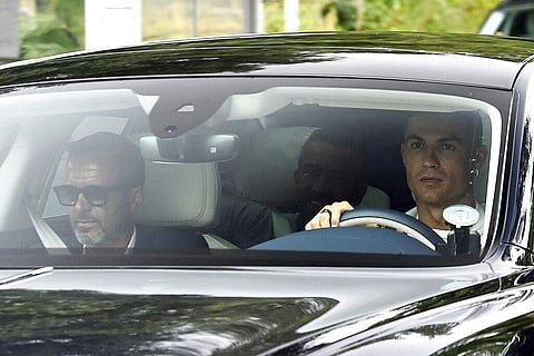 Manchester United's Cristiano Ronaldo arrives at Carrington Training Ground, Manchester, England, Tuesday July 26, 2022. (Photo | AP)