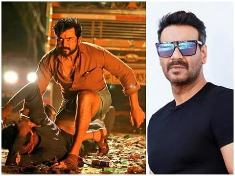 A screengrab from 'Kaithi' teaser and actor-director Ajay Devgn (Photo | Twitter)