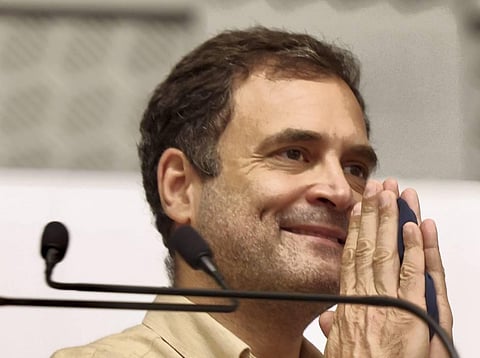 Congress leader Rahul Gandhi during the flagging off ceremony of Ambulance and Trauma care vehicles, in Malappuram. (Photo | PTI)