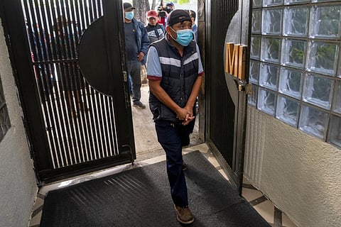 Mynor Cardona, Yenifer Yulisa Cardona Tomás' father, enters the Foreign Ministry for a meeting with authorities to find out about the fate of her daughter, in Guatemala City. (Photo | AP)