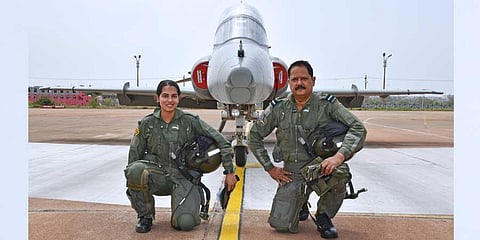Flying Officer Ananya Sharma (L) and Air Commodore Sanjay Sharma | IAF