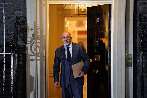 Nadhim Zahawi leaves 10 Downing Street, in London, following the resignation of two senior cabinet ministers. (Photo | AP)