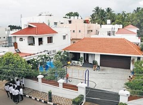 A property of R Chandrasekar being raided in Coimbatore. (Photo| S Senbagapandiyan, EPS)