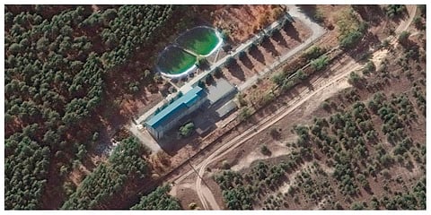 This image from Maxar Technologies shows a nursing home in the eastern region of Luhansk, Ukraine. (Photo | Satellite image ©2022 Maxar Technologies via AP)