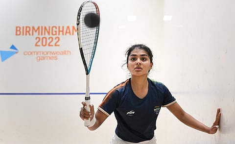 Indian squash player Sunayna Sana Kuruvilla at CWG 2022. (Photo | PTI)
