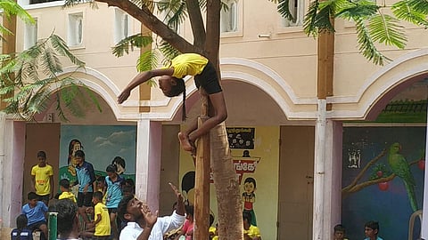 Students attend 6th State-level Mallakhamb tournament in Villupuram. (File Photo)