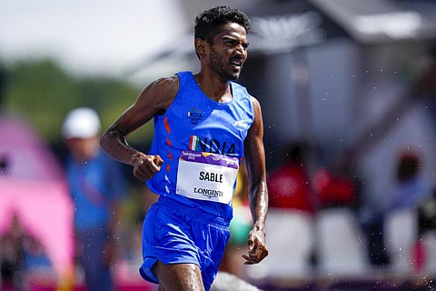 Avinash Mukund Sable of India competes in the men's 3000 meters steeplechase final during the athletics in the Alexander Stadium at the Commonwealth Games. (Photo | AP)
