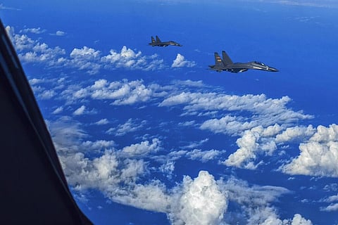 Fighter jets of the Eastern Theater Command of the PLA conduct a joint combat training exercises around the Taiwan Island on Sunday, Aug. 7, 2022. (Photo | AP)