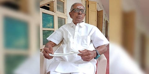 K Lakshmi Kanthan Bharathi--who likes to be identified as a freedom fighter and a Gandhian rather than the former Collector of Madurai district. (Photo | Express)